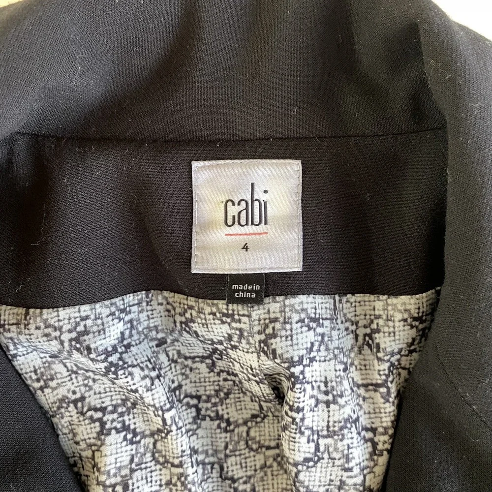 CAbi Abbott Jacket Blazer #3027 Puff Statement Sleeve Button Front Black Sz 4 - Picture 6 of 12